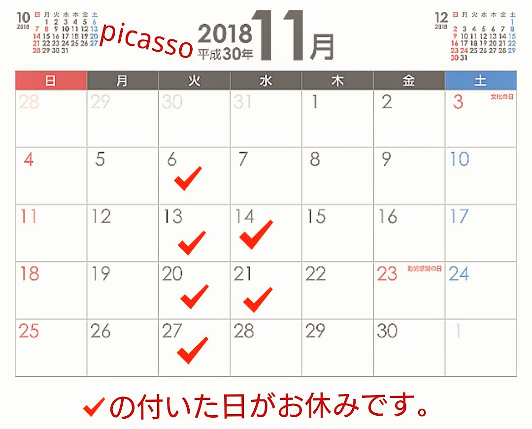 柏 美容室 ピカソ スケジュール 2018